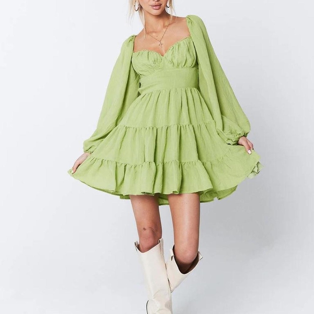 Princess Polly Size 12 Green Flowy Dress - Picture 3 of 3